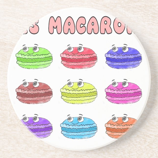 Les Macarons Cute Cartoon Coaster (Front)