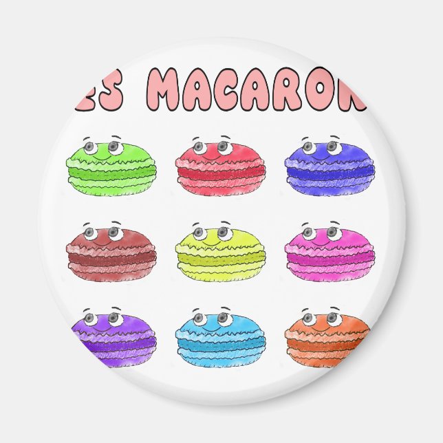 Les Macarons Cute Cartoon Magnet (Front)