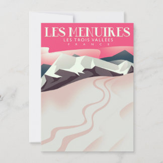 Les Menuires,Les Trois Vallées, France vintage Ski Invitation