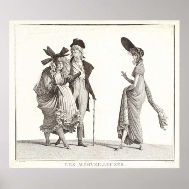 Les Merveilleuses Antique French Fashion Print (Front)