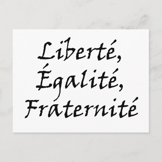 Les Misérables Love: Liberté, Égalité, Fraternité Postcard (Front)