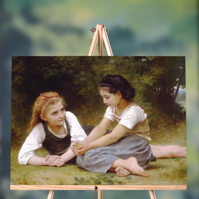 Les Noisettes: Young Girls Collecting Hazelnuts Acrylic Sign (Neutral)