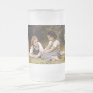 Les Noisettes: Young Girls Collecting Hazelnuts Frosted Glass Beer Mug