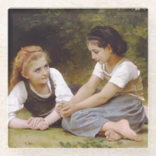 Les Noisettes: Young Girls Collecting Hazelnuts Glass Coaster