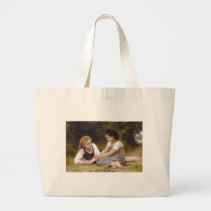 Les Noisettes: Young Girls Collecting Hazelnuts Large Tote Bag
