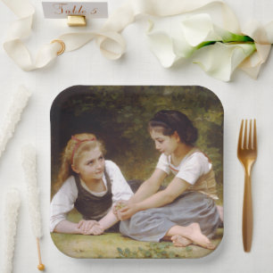 Les Noisettes: Young Girls Collecting Hazelnuts Paper Plate