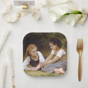 Les Noisettes: Young Girls Collecting Hazelnuts Paper Plate