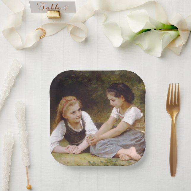 Les Noisettes: Young Girls Collecting Hazelnuts Paper Plate (Wedding)