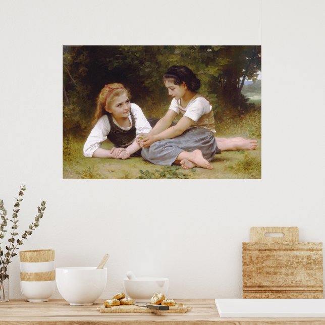 Les Noisettes: Young Girls Collecting Hazelnuts Poster (Kitchen)