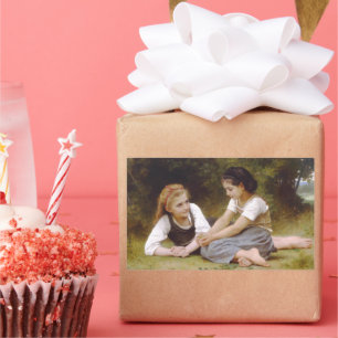 Les Noisettes: Young Girls Collecting Hazelnuts Rectangular Sticker