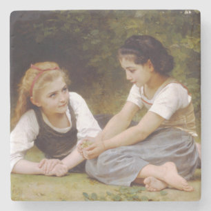 Les Noisettes: Young Girls Collecting Hazelnuts Stone Coaster