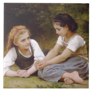 Les Noisettes: Young Girls Collecting Hazelnuts Tile