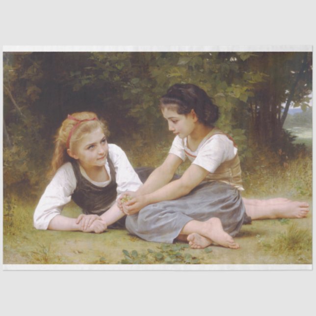 Les Noisettes: Young Girls Collecting Hazelnuts Tissue Paper (Front)
