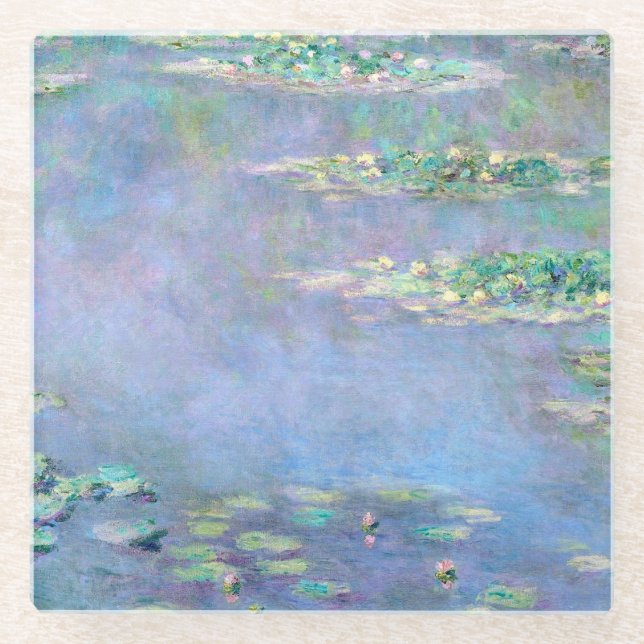 Les Nympheas Water Lilies Glass Coaster (Front)