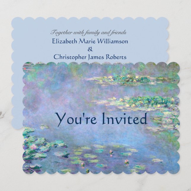 Les Nympheas Water Lilies Monet Fine Art Wedding Invitation (Front/Back)
