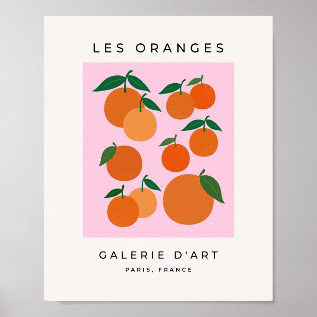 Les Oranges 01 Retro Fruit Pink And Orange Poster (Front)