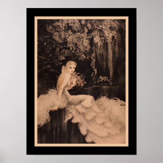 "Les Orchidees et Dame aux Lis" (1 of 2) Art Deco Poster (Front)