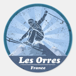 Les Orres Ski resort - Skiing Classic Round Sticker
