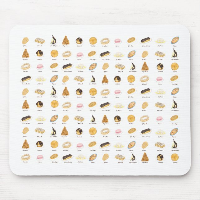 Les Pâtisserie Françaises watercolor Mouse Mat (Front)