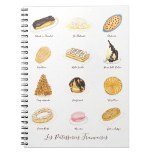 Les Pâtisserie Françaises watercolor Notebook