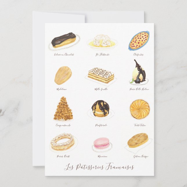 Les Pâtisserie Françaises watercolor Thank You Card (Front)