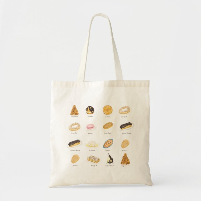 Les Pâtisserie Françaises watercolor Tote Bag (Front)
