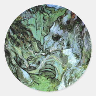 Les Peiroulets Ravine by Vincent van Gogh Classic Round Sticker