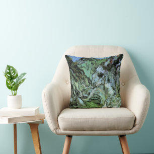 Les Peiroulets Ravine by Vincent van Gogh Cushion