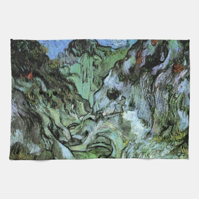 Les Peiroulets Ravine by Vincent van Gogh Tea Towel (Horizontal)