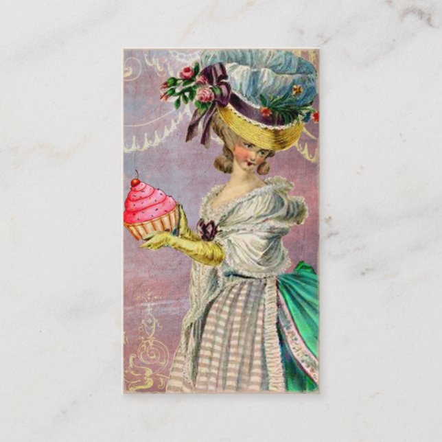 Les Petits Gateaux Marie Antoinette Cupcake & Bird Business Card (Front)