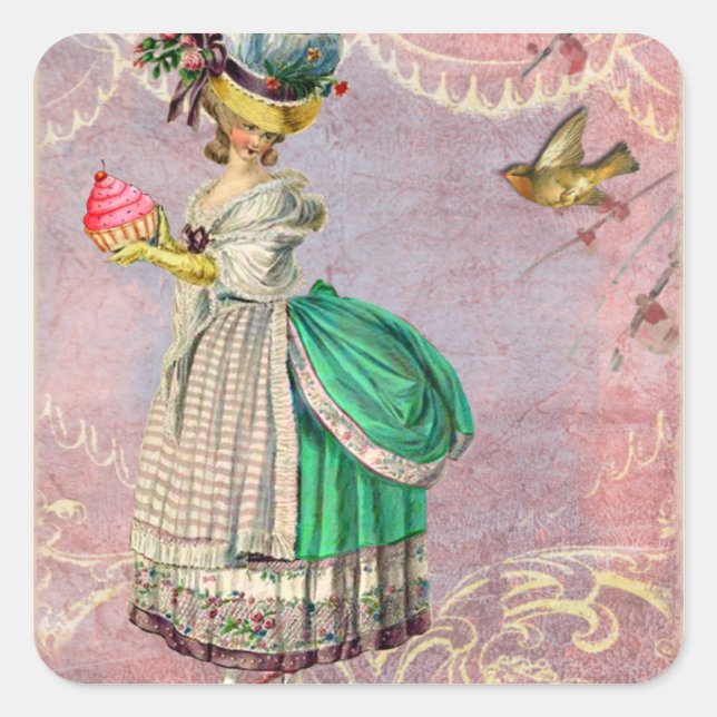 Les Petits Gateaux Marie Antoinette Cupcake Square Sticker (Front)