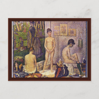 Les Poseuses Ensemble By Seurat Georges Postcard