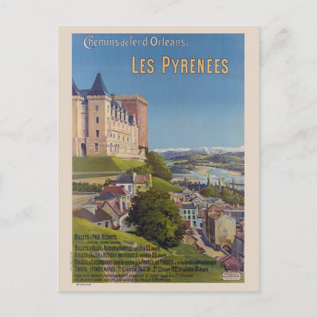 Les Pyrénées France Vintage Poster 1899 Postcard (Front)