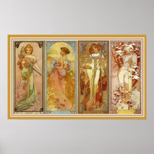 Les Quatre Saisons Mucha Wall Art
