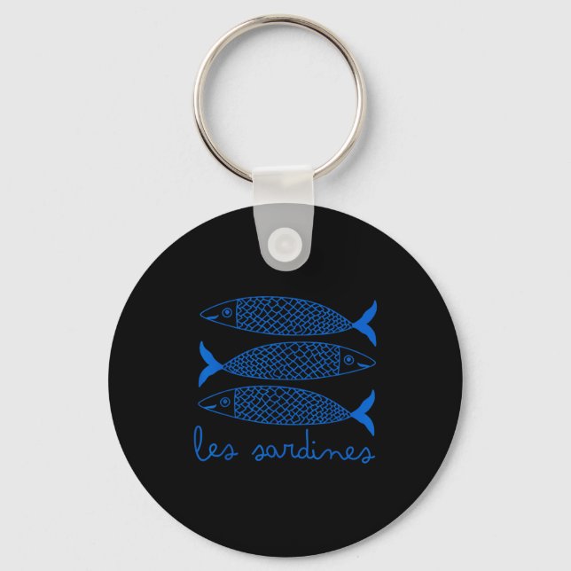 Les Sardines Tinned Fish Retro Graphic For Men Wom Key Ring (Front)