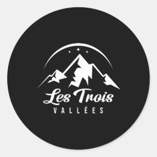 Les Trois Vallées France Ski Resort Skiing Snowboa Classic Round Sticker