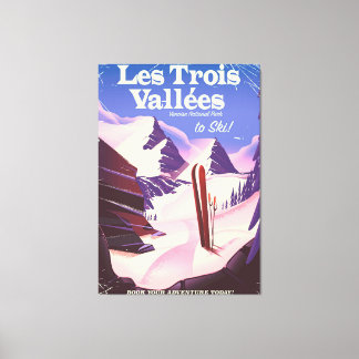 Les Trois Vallées Ski travel poster Canvas Print