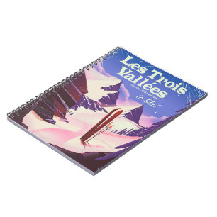 Les Trois Vallées Ski travel poster Notebook