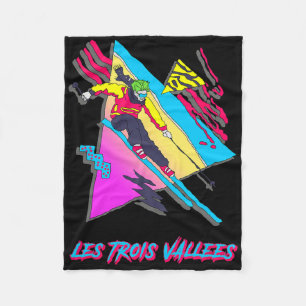 Les Trois Vallees Vibrant Skiing Colourful Geometr Fleece Blanket