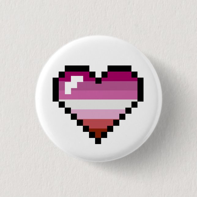 Lesbian 8-Bit Retro Pride Heart 3 Cm Round Badge (Front)