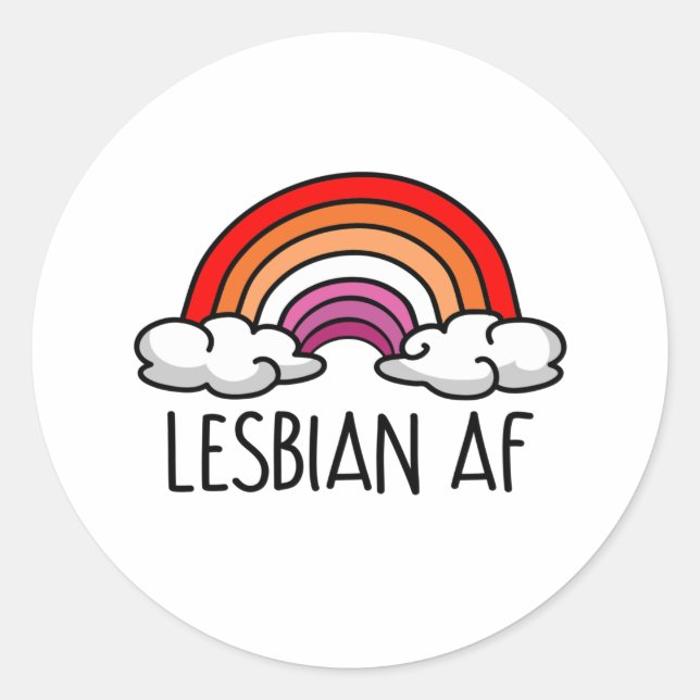 LESBIAN AF CLASSIC ROUND STICKER (Front)
