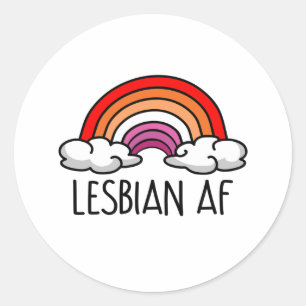 LESBIAN AF CLASSIC ROUND STICKER
