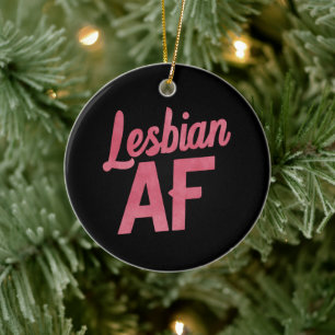 Lesbian AF Flower LGBT Pride Gay Love Parade Ceramic Tree Decoration