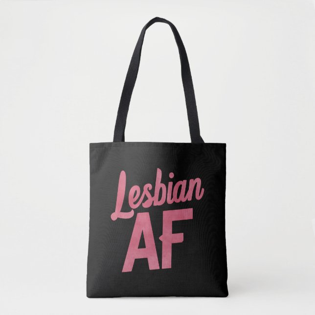 Lesbian AF Flower LGBT Pride Gay Love Parade Tote Bag (Front)