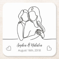 Lesbian Anniversary Elegant Personalised Line Art