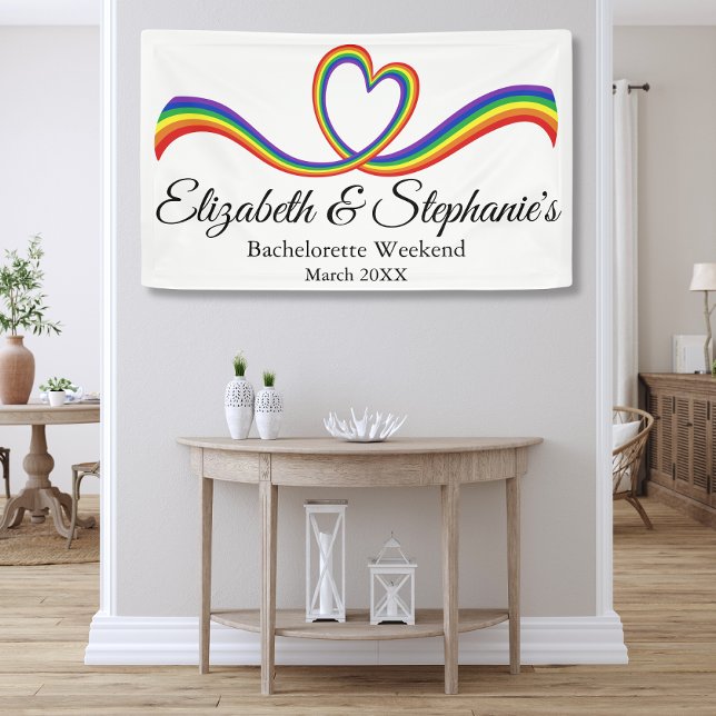 Lesbian Bachelorette Rainbow Heart Banner (Creator Uploaded)