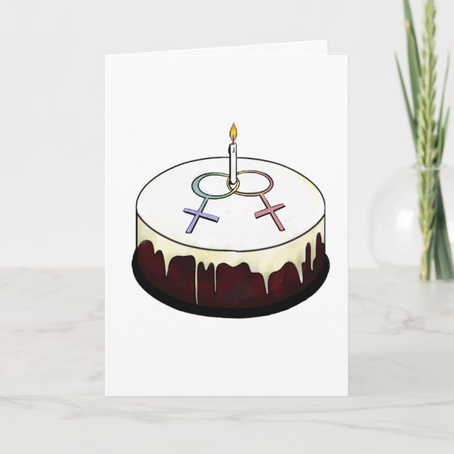 Lesbian Birthday Cake Card (Front)