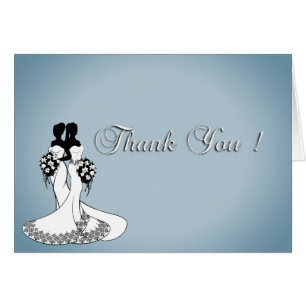 Lesbian Blue Wedding Thank You Card Blank Inside