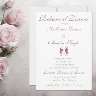 Lesbian Bridal Regency Pink Roses Invitation
