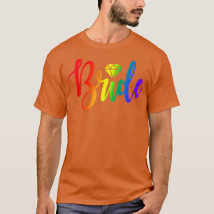 Lesbian Bride Rainbow  LGBT Wedding Engagement Tee